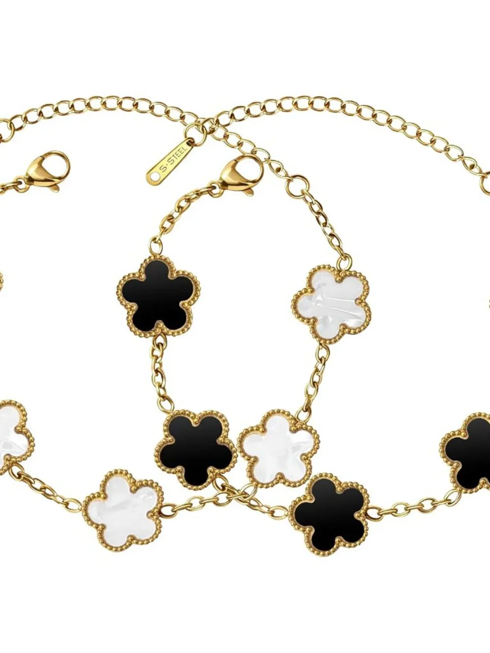 18K Gold Clover Bracelet for Women Lucky Four Leaf Clover Bracelets Flower Link